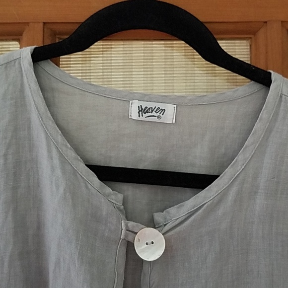 Heaven Linen Top Women M Lovely Grey EUC - Picture 4 of 6